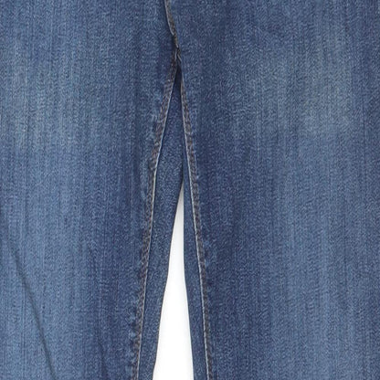 Marks and Spencer Mens Blue Cotton Skinny Jeans Size 28 in L31 in Regular Button