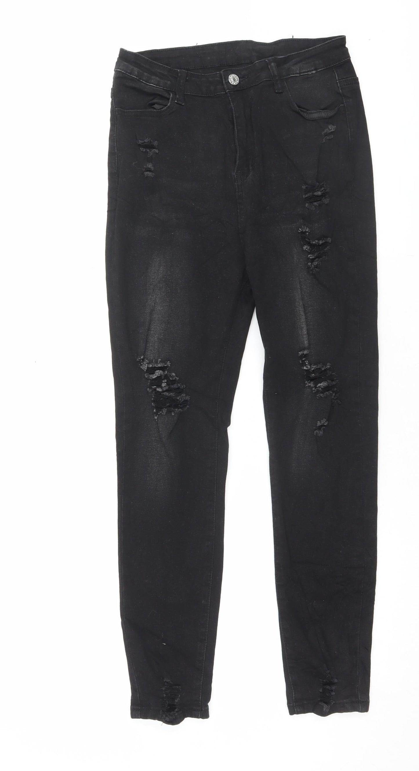 SheIn Womens Black Cotton Skinny Jeans Size M L26 in Regular Button