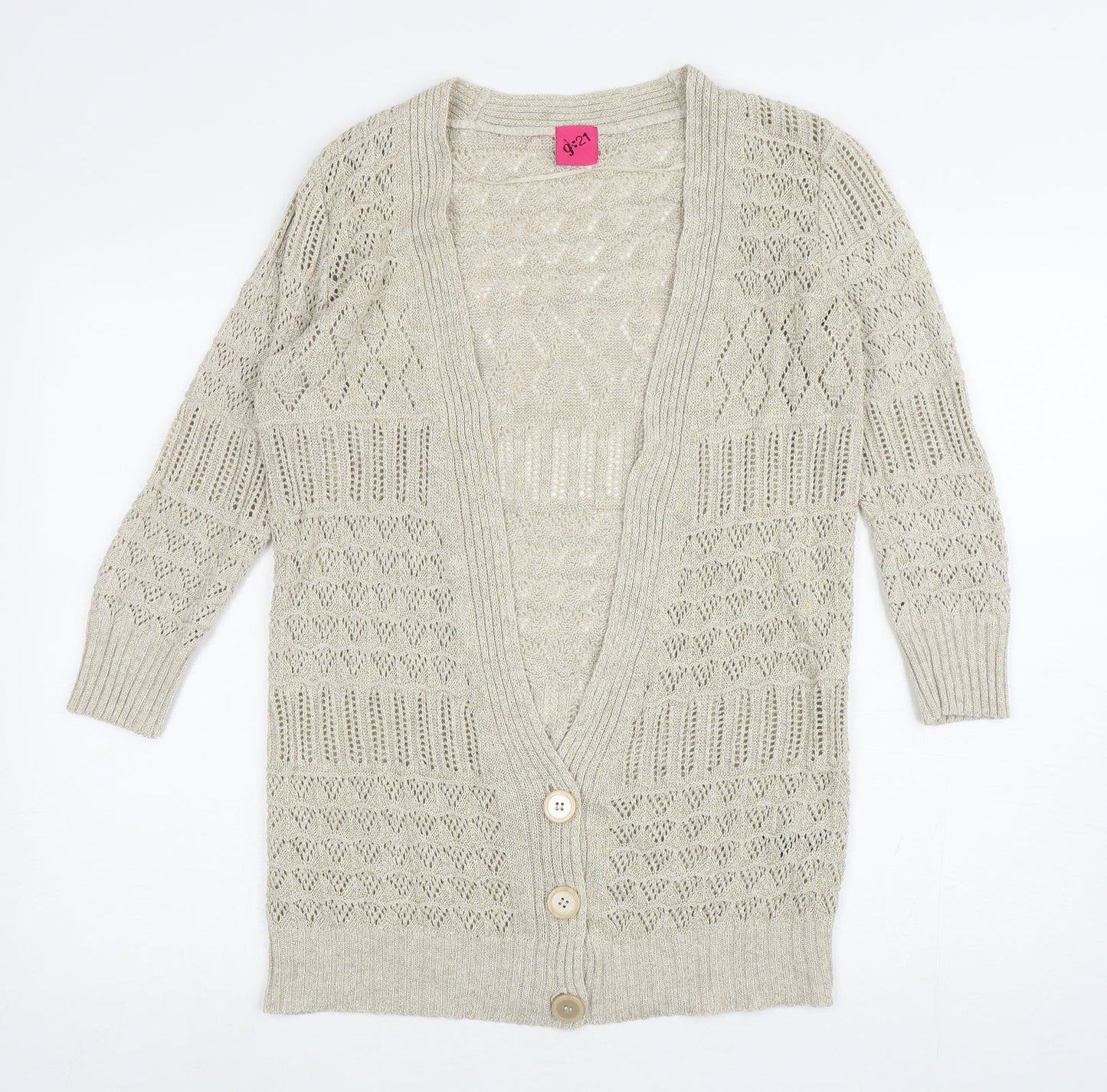 George Womens Beige V-Neck Cotton Cardigan Jumper Size 10