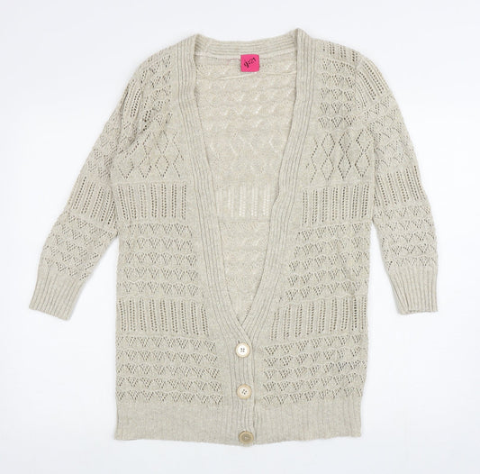 George Womens Beige V-Neck Cotton Cardigan Jumper Size 10