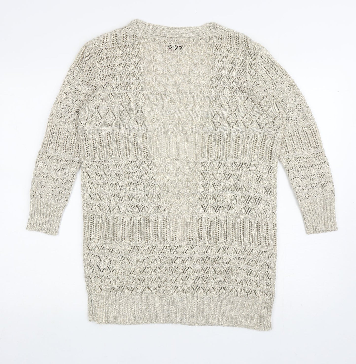 George Womens Beige V-Neck Cotton Cardigan Jumper Size 10