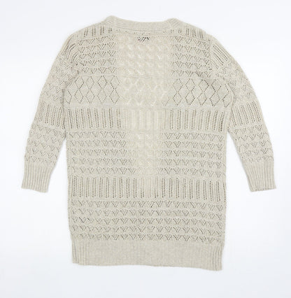 George Womens Beige V-Neck Cotton Cardigan Jumper Size 10