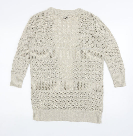 George Womens Beige V-Neck Cotton Cardigan Jumper Size 10