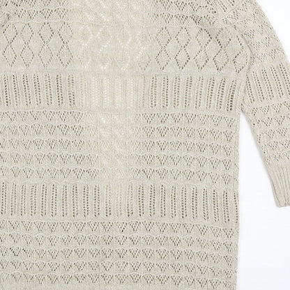 George Womens Beige V-Neck Cotton Cardigan Jumper Size 10