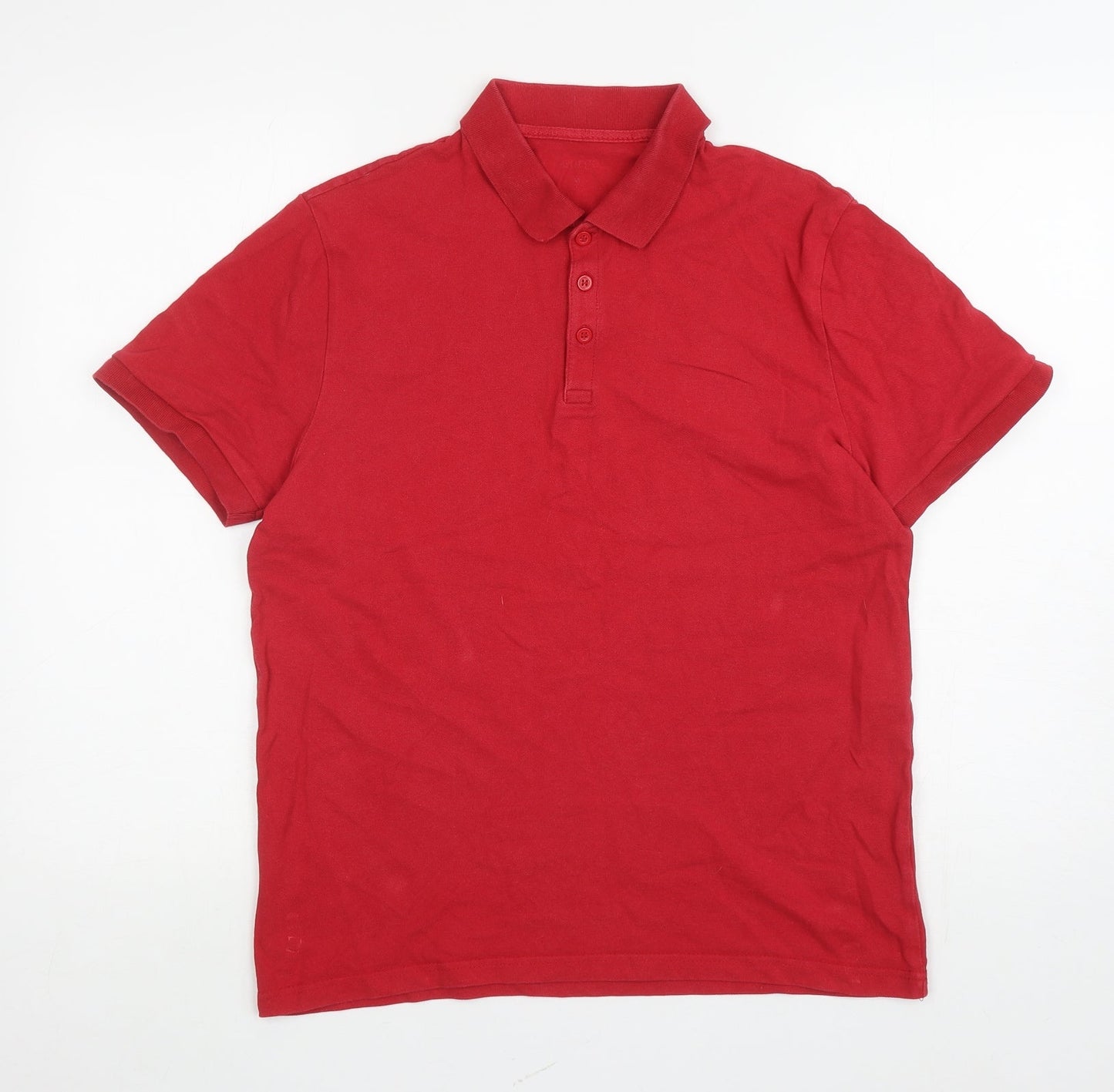 George Mens Red Cotton Polo Size M Collared Pullover