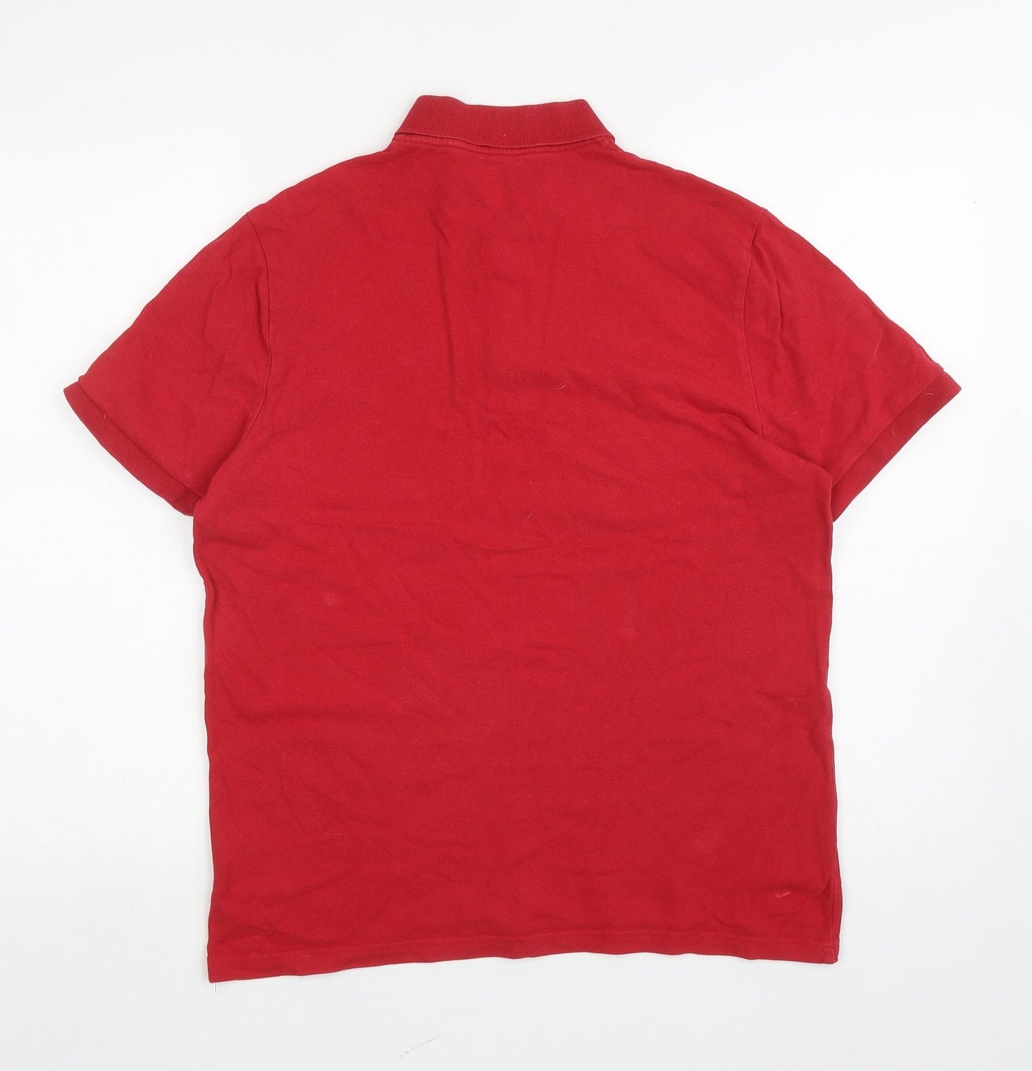 George Mens Red Cotton Polo Size M Collared Pullover