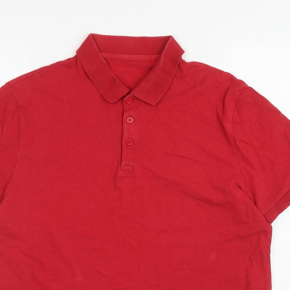 George Mens Red Cotton Polo Size M Collared Pullover