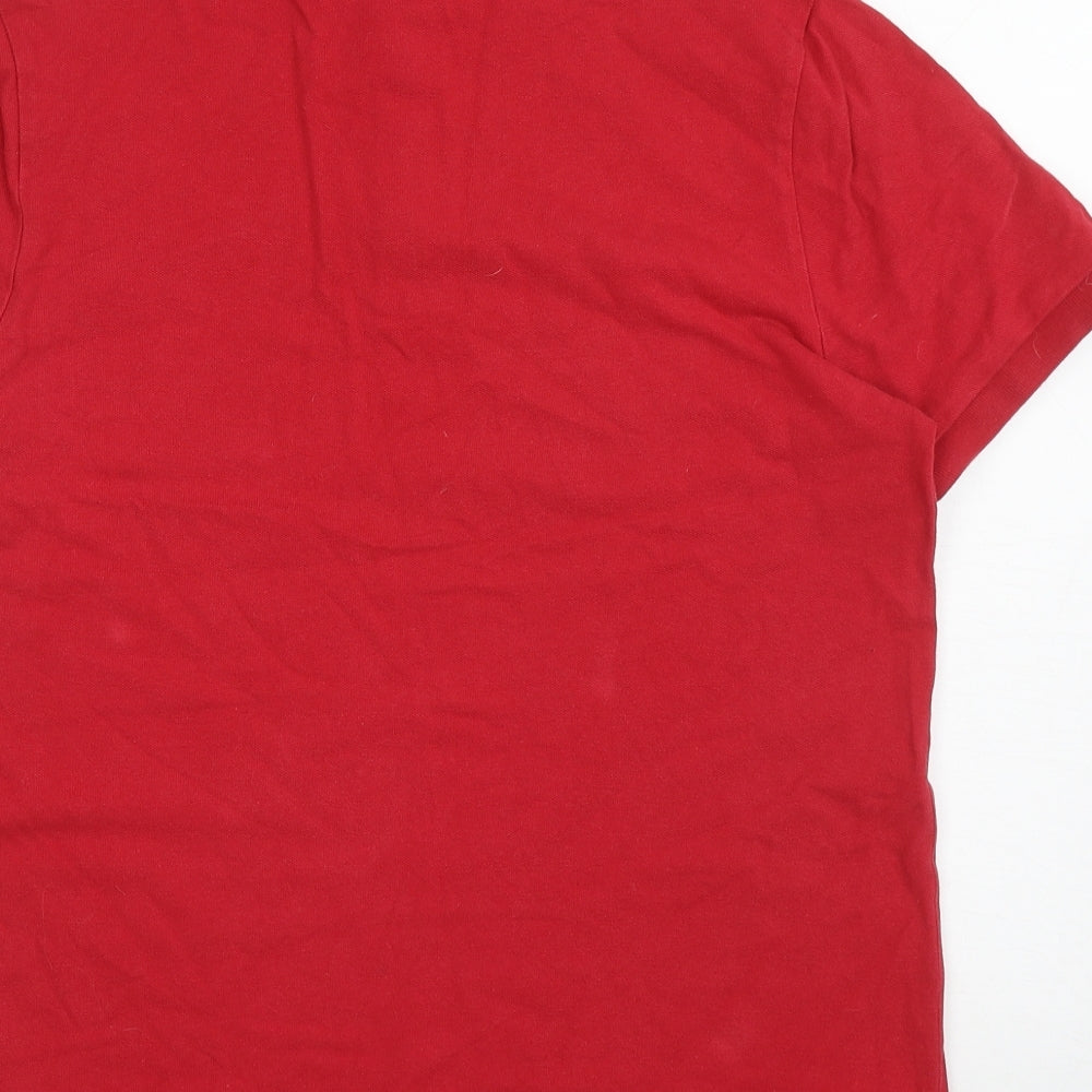George Mens Red Cotton Polo Size M Collared Pullover