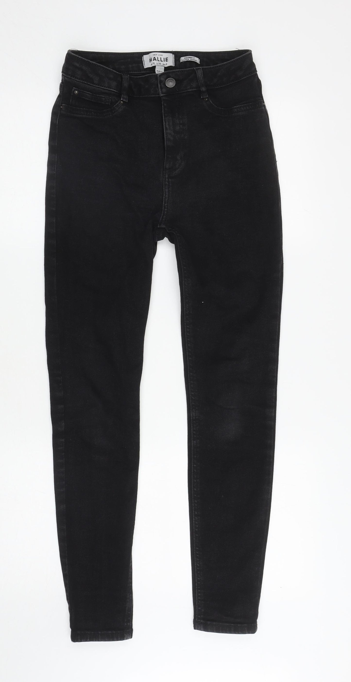 New Look Womens Black Cotton Skinny Jeans Size 10 L27.5 in Regular Zip