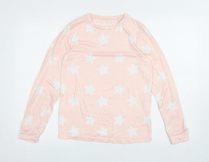 Jeff & Co Girls Pink Round Neck Geometric Polyester Pullover Jumper Size 12-13 Years Pullover - Stars