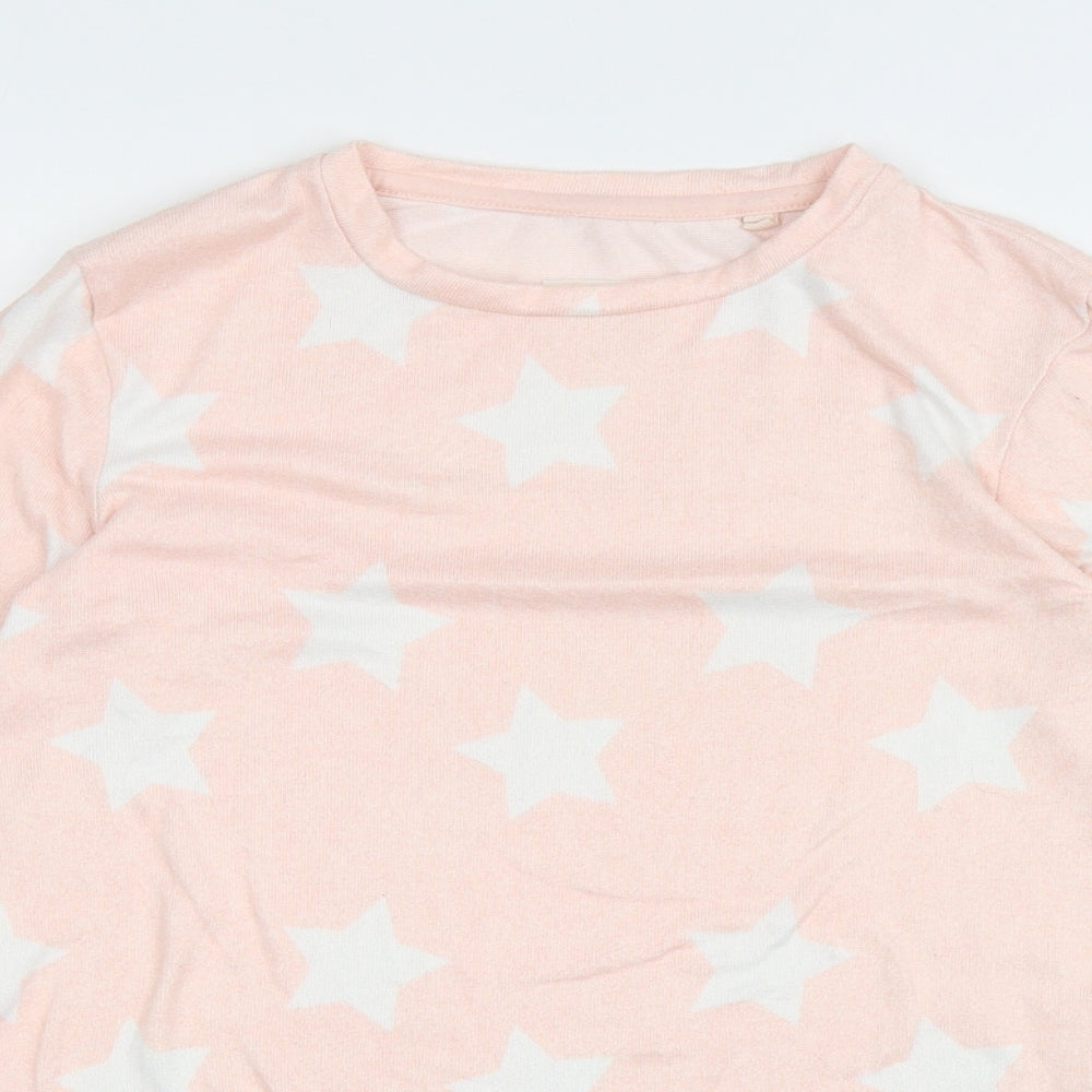 Jeff & Co Girls Pink Round Neck Geometric Polyester Pullover Jumper Size 12-13 Years Pullover - Stars