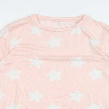 Jeff & Co Girls Pink Round Neck Geometric Polyester Pullover Jumper Size 12-13 Years Pullover - Stars