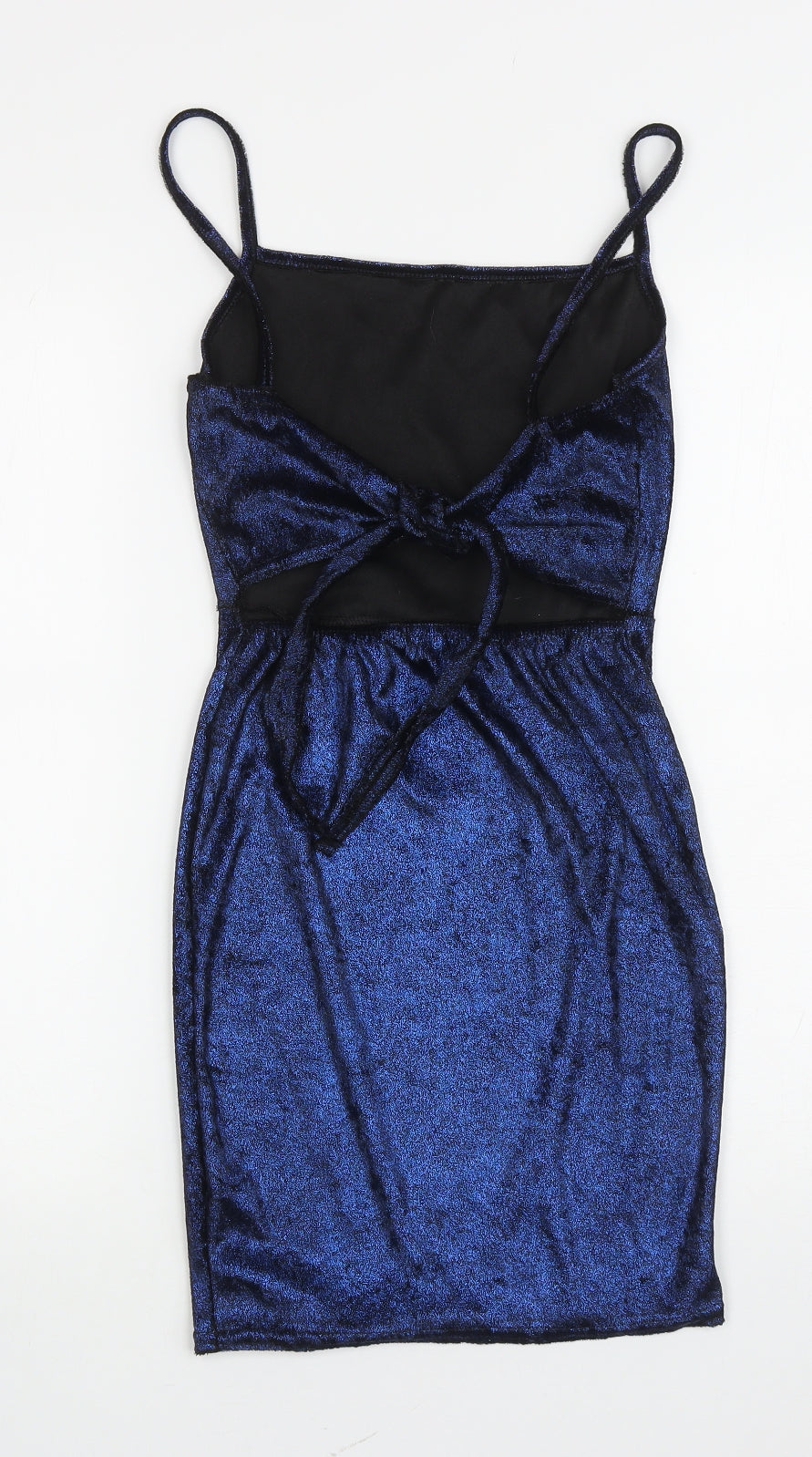 PRETTYLITTLETHING Womens Blue Polyester Mini Size 8 Square Neck Pullover