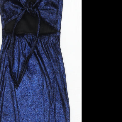 PRETTYLITTLETHING Womens Blue Polyester Mini Size 8 Square Neck Pullover