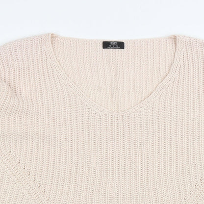 F&F Womens Pink V-Neck Acrylic Pullover Jumper Size 12