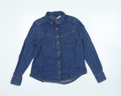 Womens UK Size 6 Marks and Spencer Blue Basic Button-Up