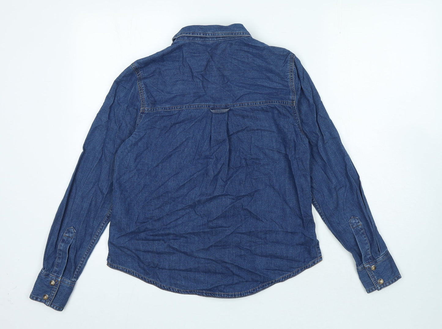 Womens UK Size 6 Marks and Spencer Blue Basic Button-Up