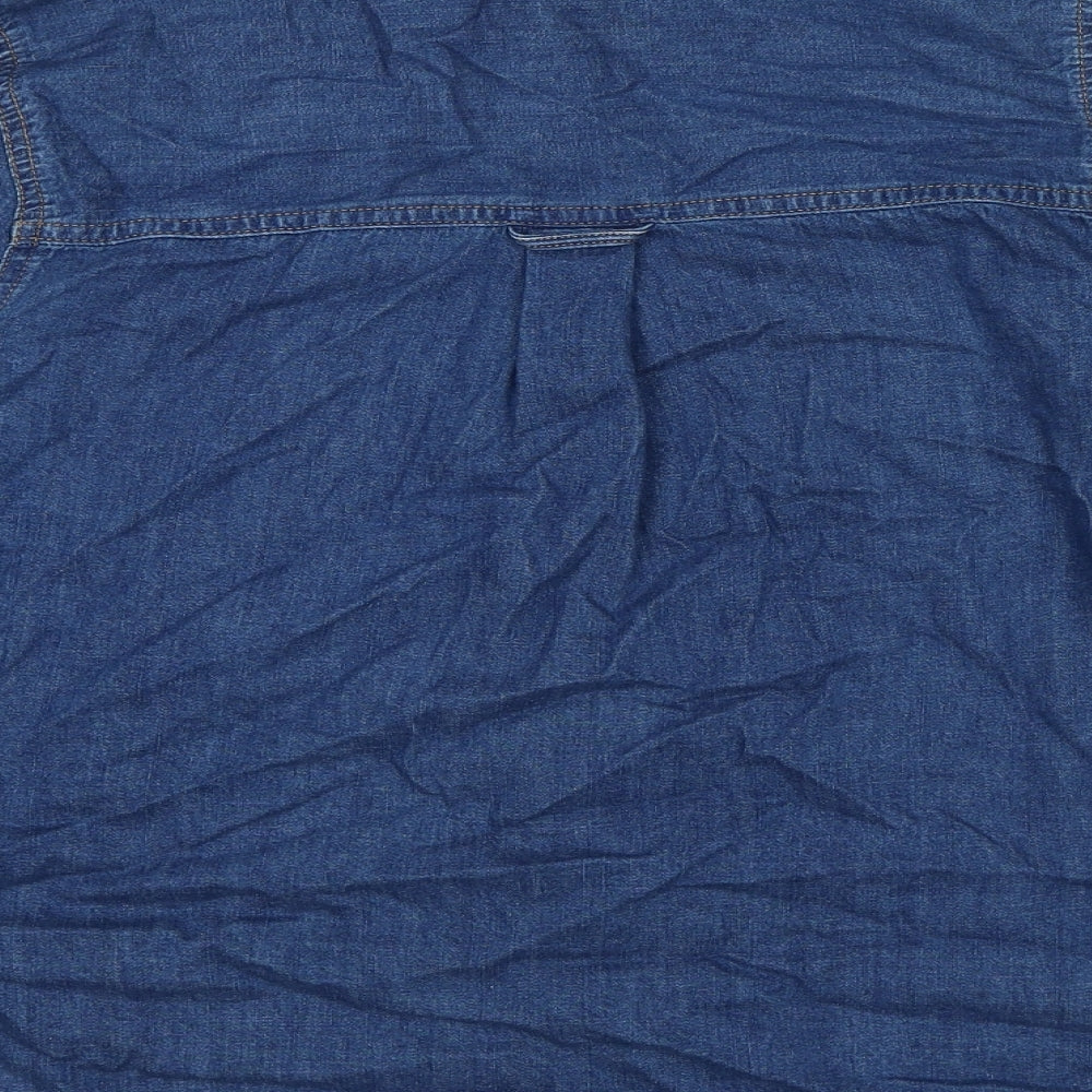 Womens UK Size 6 Marks and Spencer Blue Basic Button-Up