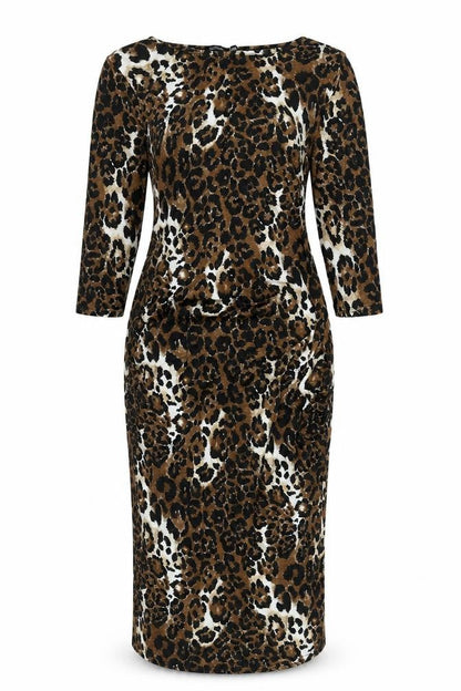 Boohoo Womens Multicoloured Animal Print Viscose Ball Gown Size 12 Round Neck Pullover