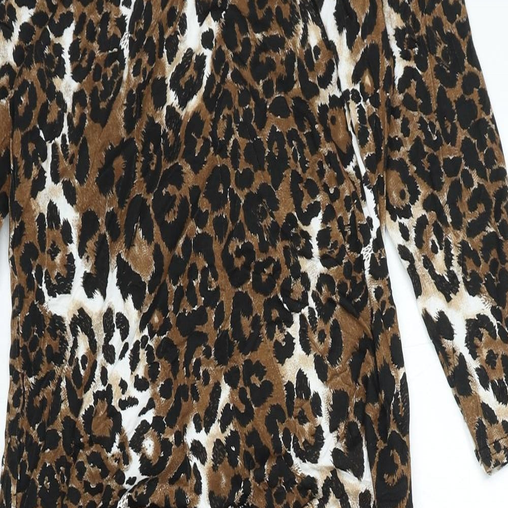 Boohoo Womens Multicoloured Animal Print Viscose Ball Gown Size 12 Round Neck Pullover