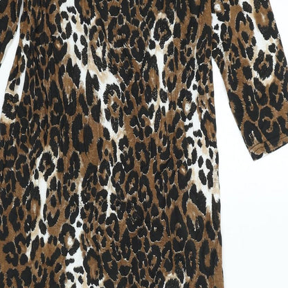 Boohoo Womens Multicoloured Animal Print Viscose Ball Gown Size 12 Round Neck Pullover
