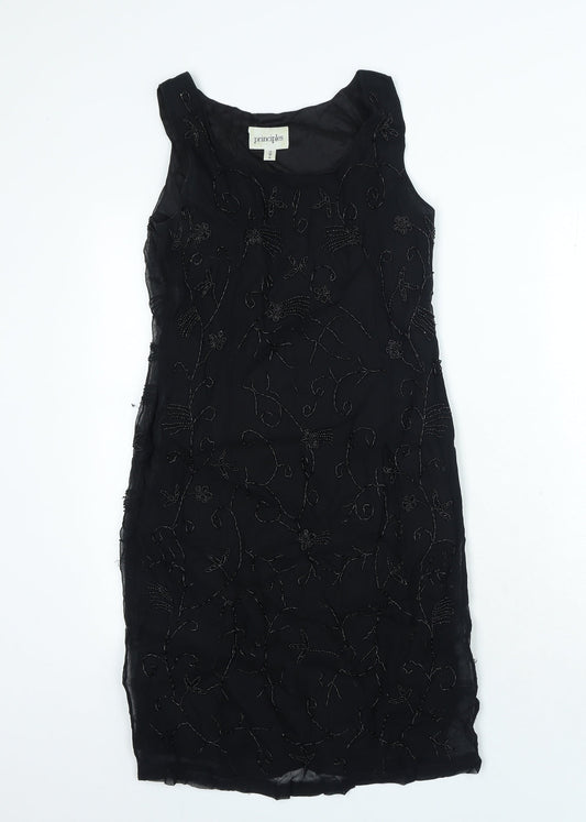 Principles Womens Black Viscose Mini Size 12 Round Neck Zip