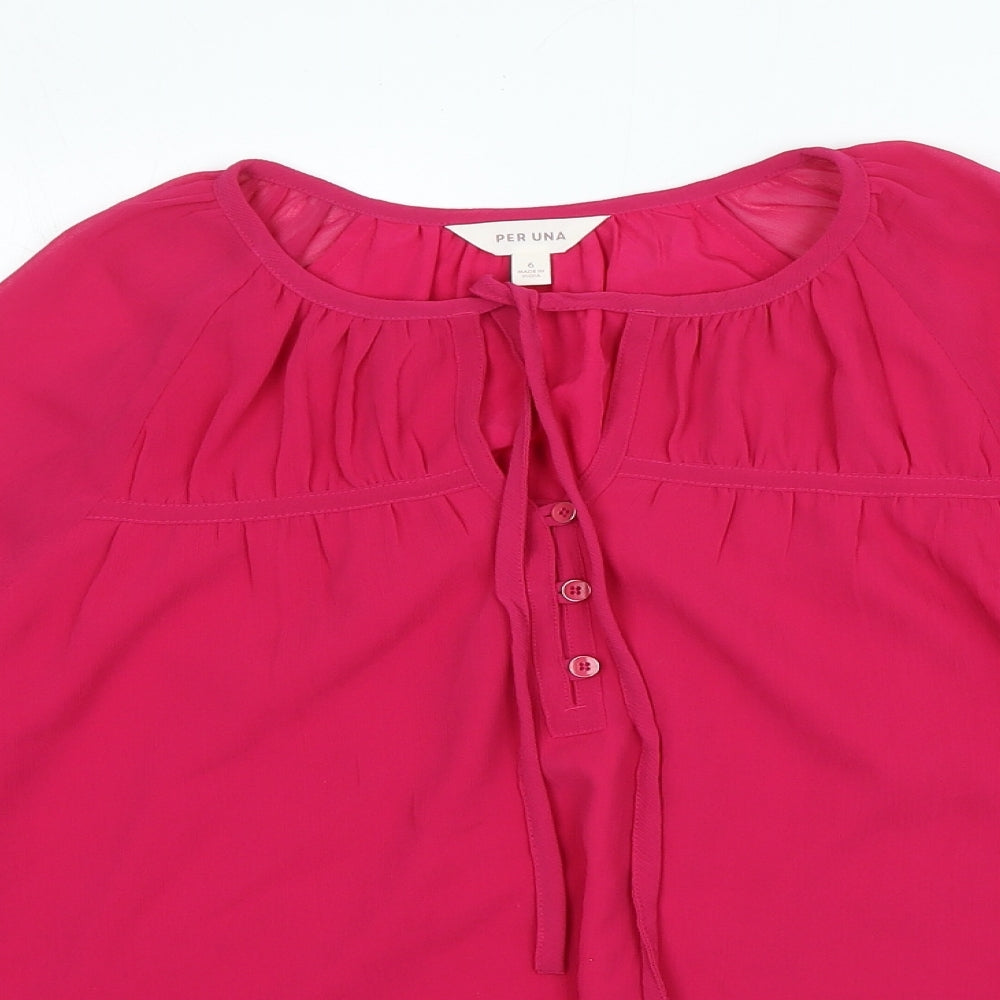 Womens UK Size 6 Per Una Pink Basic Blouse
