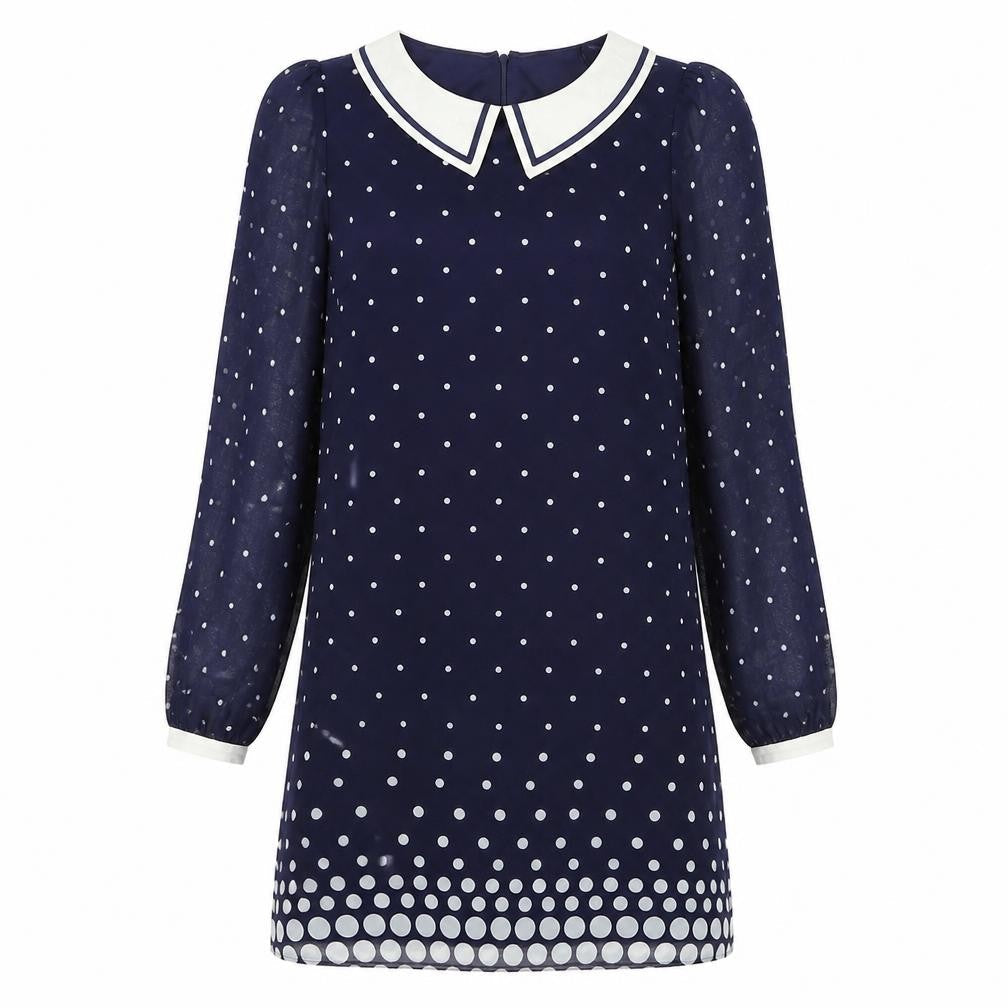 Be Beau Womens Blue Polka Dot Polyester A-Line Size 12 Collared Zip