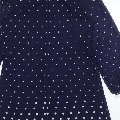 Be Beau Womens Blue Polka Dot Polyester A-Line Size 12 Collared Zip