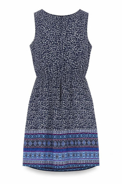 Gap Womens Blue Geometric Polyester A-Line Size M V-Neck Pullover - Elasticated Waist