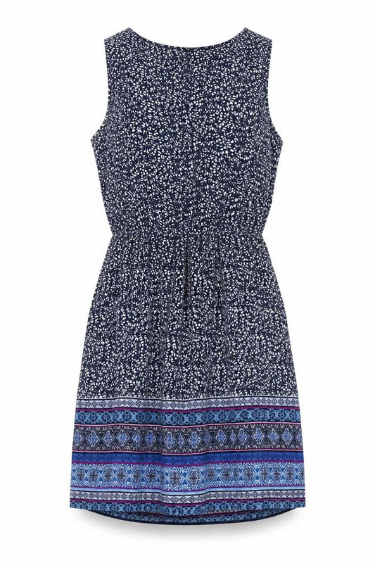 Gap Womens Blue Geometric Polyester A-Line Size M V-Neck Pullover - Elasticated Waist