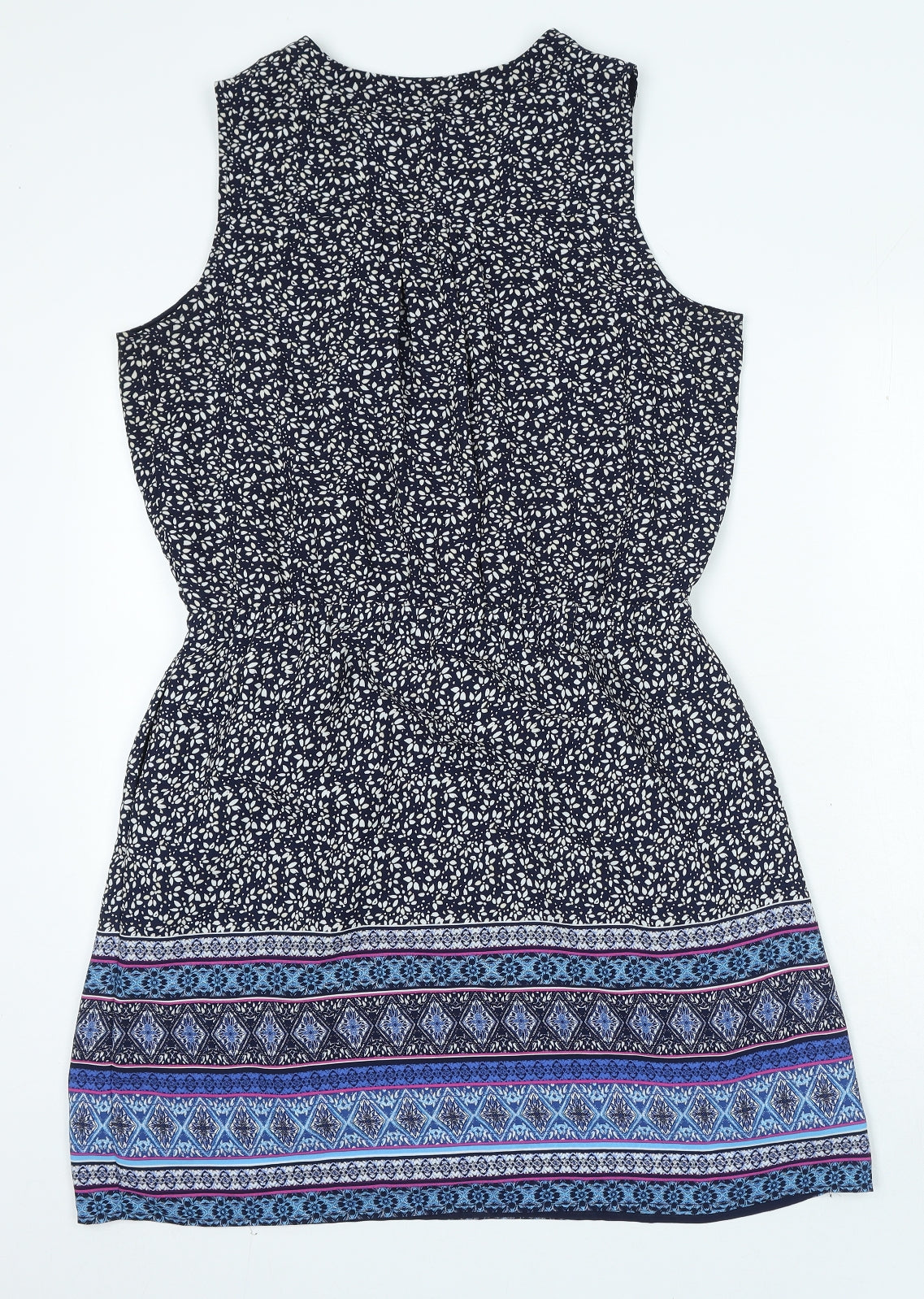 Gap Womens Blue Geometric Polyester A-Line Size M V-Neck Pullover - Elasticated Waist