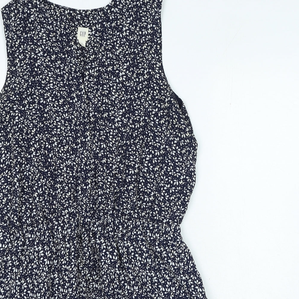 Gap Womens Blue Geometric Polyester A-Line Size M V-Neck Pullover - Elasticated Waist