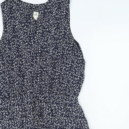 Gap Womens Blue Geometric Polyester A-Line Size M V-Neck Pullover - Elasticated Waist