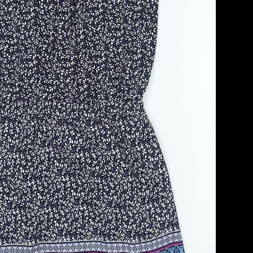Gap Womens Blue Geometric Polyester A-Line Size M V-Neck Pullover - Elasticated Waist