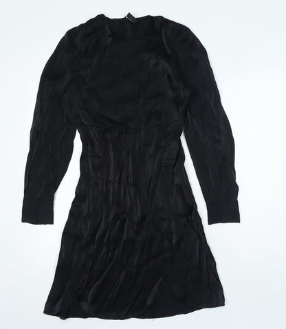 YAS Womens Black Polyester A-Line Size S Round Neck Zip