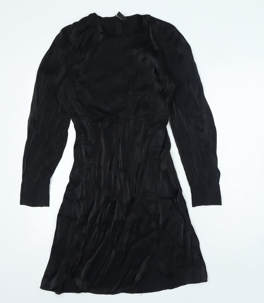 YAS Womens Black Polyester A-Line Size S Round Neck Zip