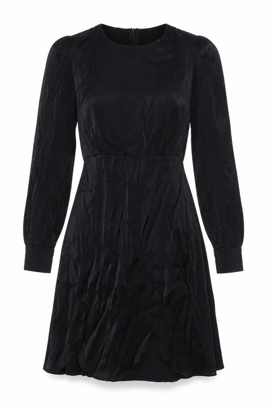 YAS Womens Black Polyester A-Line Size S Round Neck Zip