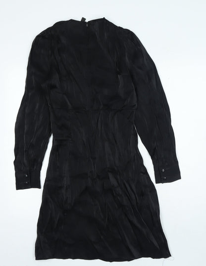 YAS Womens Black Polyester A-Line Size S Round Neck Zip