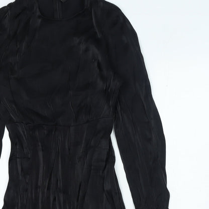 YAS Womens Black Polyester A-Line Size S Round Neck Zip