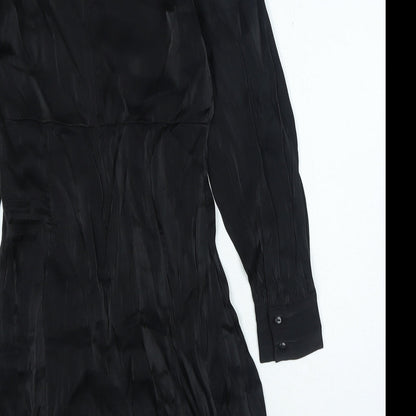 YAS Womens Black Polyester A-Line Size S Round Neck Zip