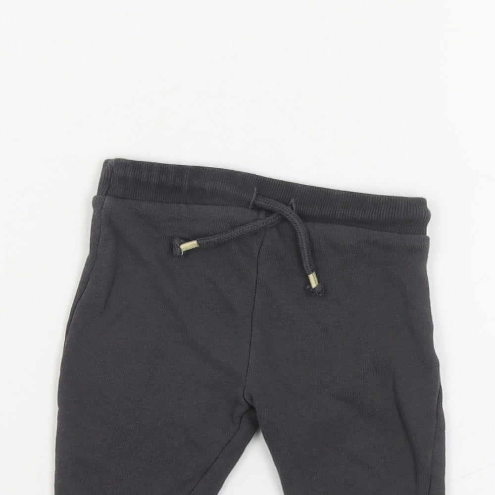 F&F Baby Grey Cotton Jogger Leggings Size 6-9 Months Drawstring - Mickey Mouse