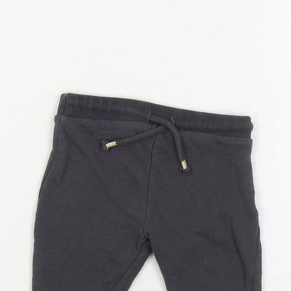 F&F Baby Grey Cotton Jogger Leggings Size 6-9 Months Drawstring - Mickey Mouse