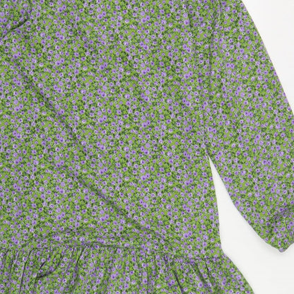 Boohoo Womens Green Floral Polyester A-Line Size 12 Round Neck Button