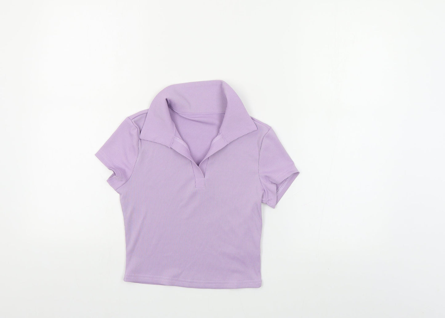SheIn Womens Purple Polyester Cropped Polo Size XS Collared - Ribbed