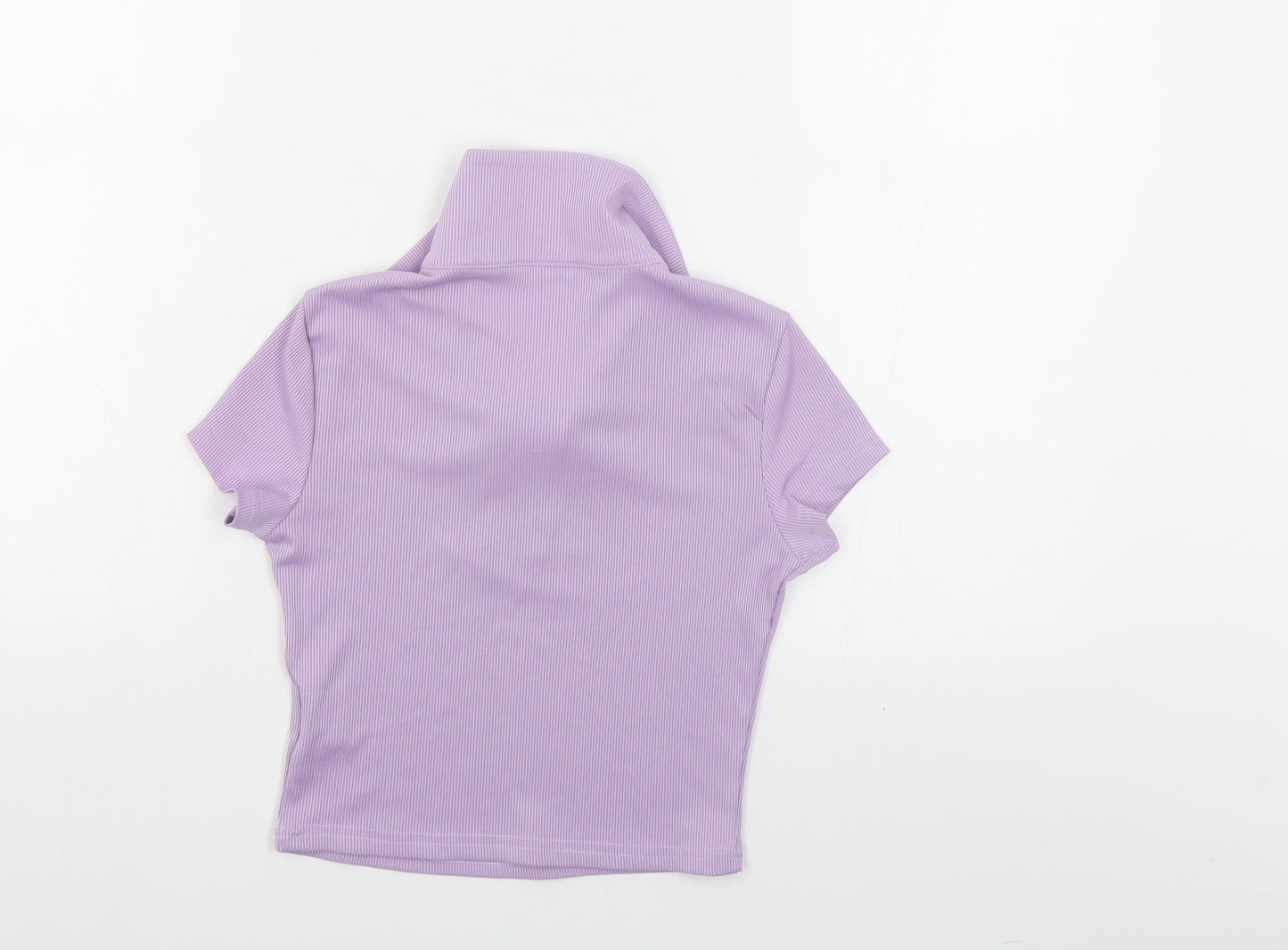 SheIn Womens Purple Polyester Cropped Polo Size XS Collared - Ribbed