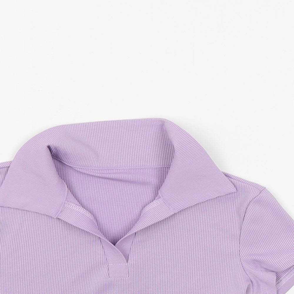 SheIn Womens Purple Polyester Cropped Polo Size XS Collared - Ribbed