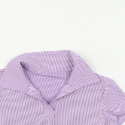 SheIn Womens Purple Polyester Cropped Polo Size XS Collared - Ribbed