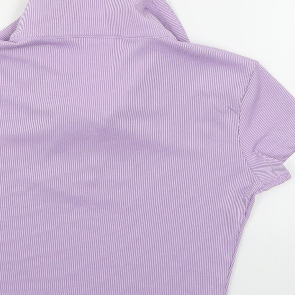 SheIn Womens Purple Polyester Cropped Polo Size XS Collared - Ribbed