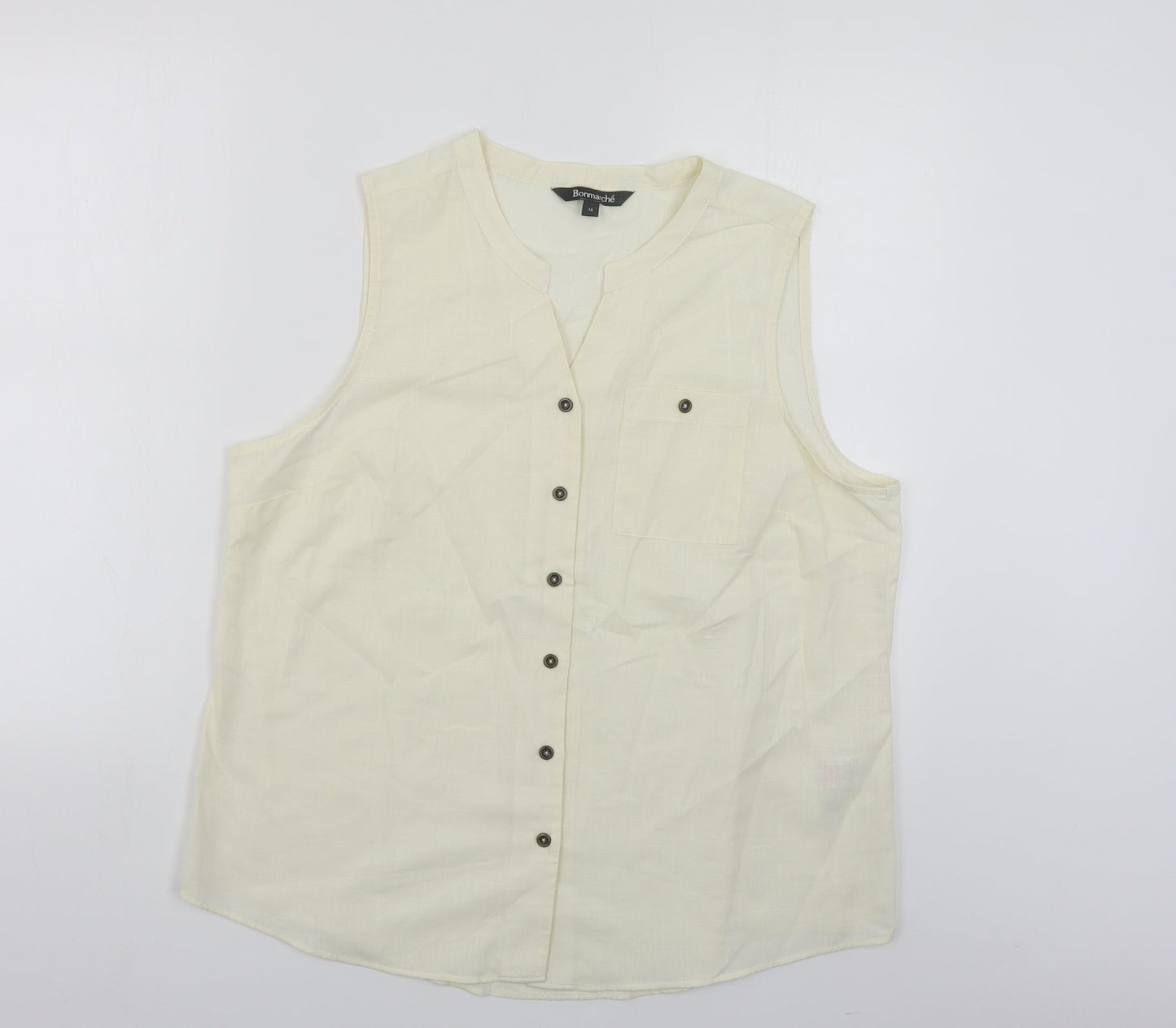 Womens UK Size 16 Bonmarché Ivory Basic Button-Up